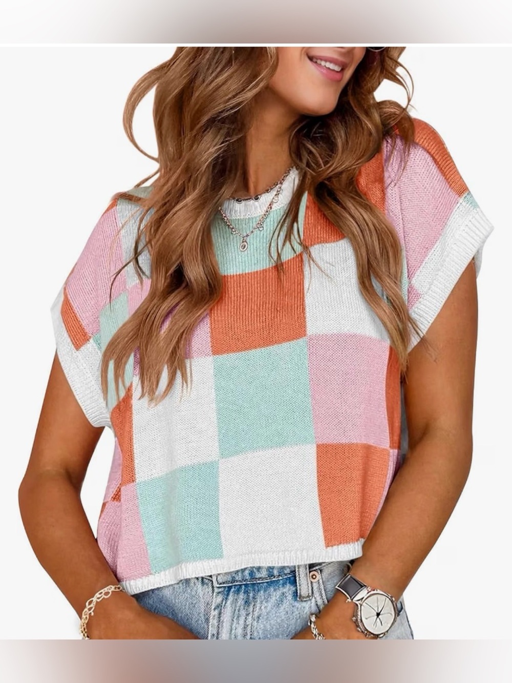 Womens Fall Crop Tops Pullover Sweater Casual Cap Sleeve Jumpers Small Size